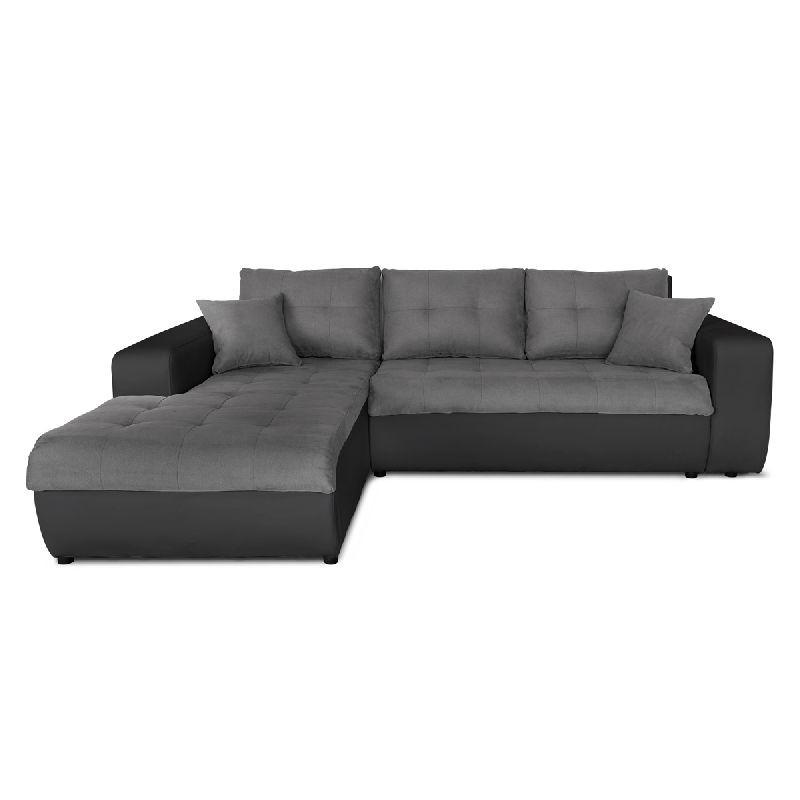 Convertible corner sofa 4 places imitation and microfiber Left Corner BOND (Grey, black) - image 56884