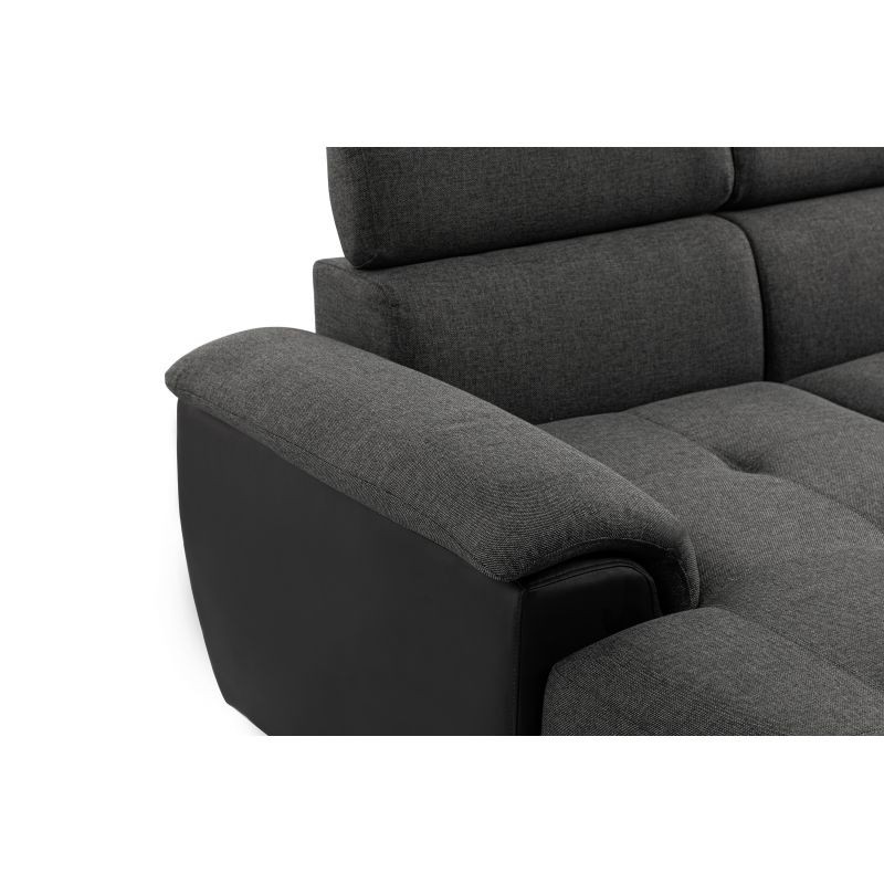 Canapé panoramique convertible 6 places tissu et simili PARMA (Gris, noir) - image 56889