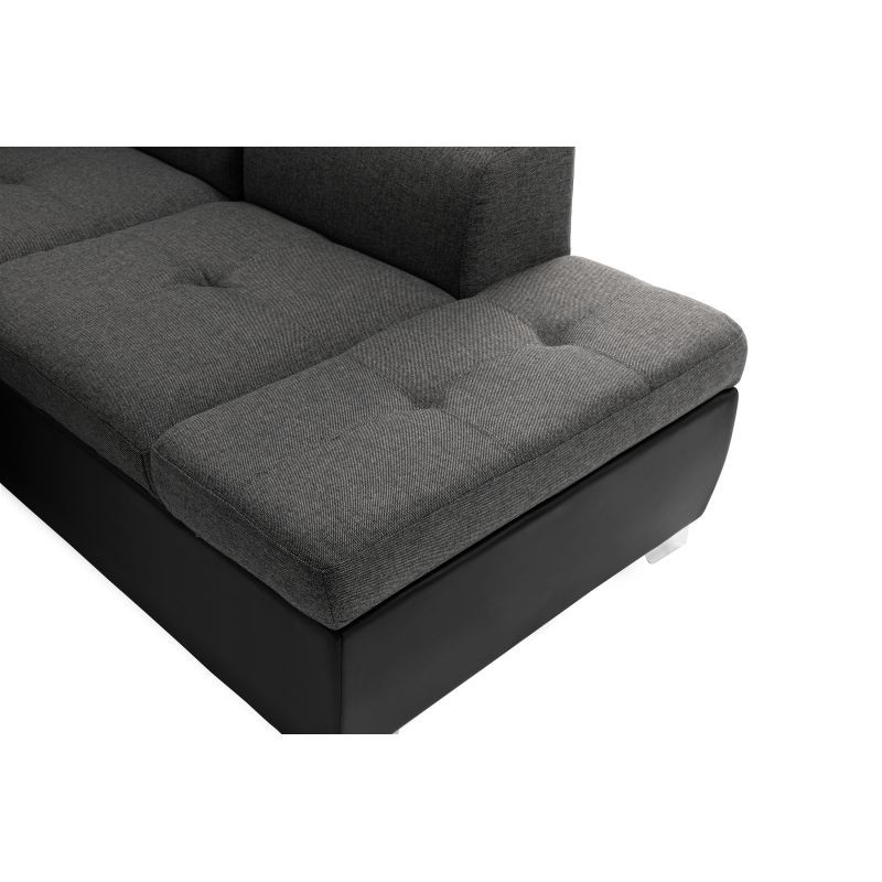 Sofá cama panorámico 6 plazas tela e imitación PARMA (Gris, negro) - image 56891
