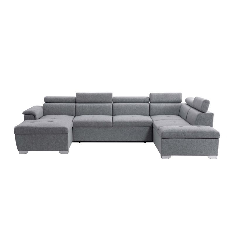 Convertible corner sofa 6 places fabric Right Angle PARMA (Grey) - image 56907