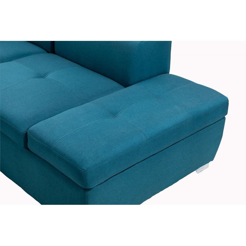 Convertible corner sofa 6 places fabric Right Angle PARMA (Blue) - image 56917