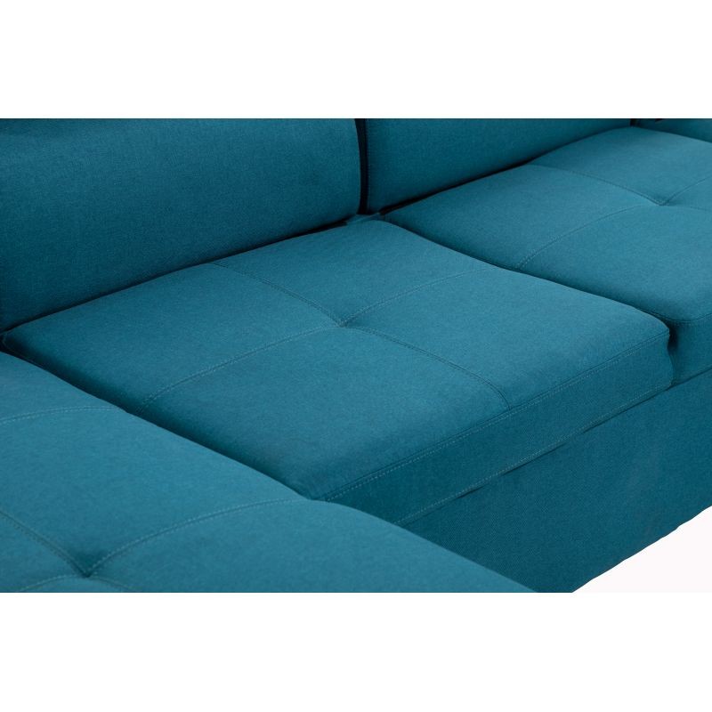 Convertible corner sofa 6 places fabric Right Angle PARMA (Blue) - image 56924
