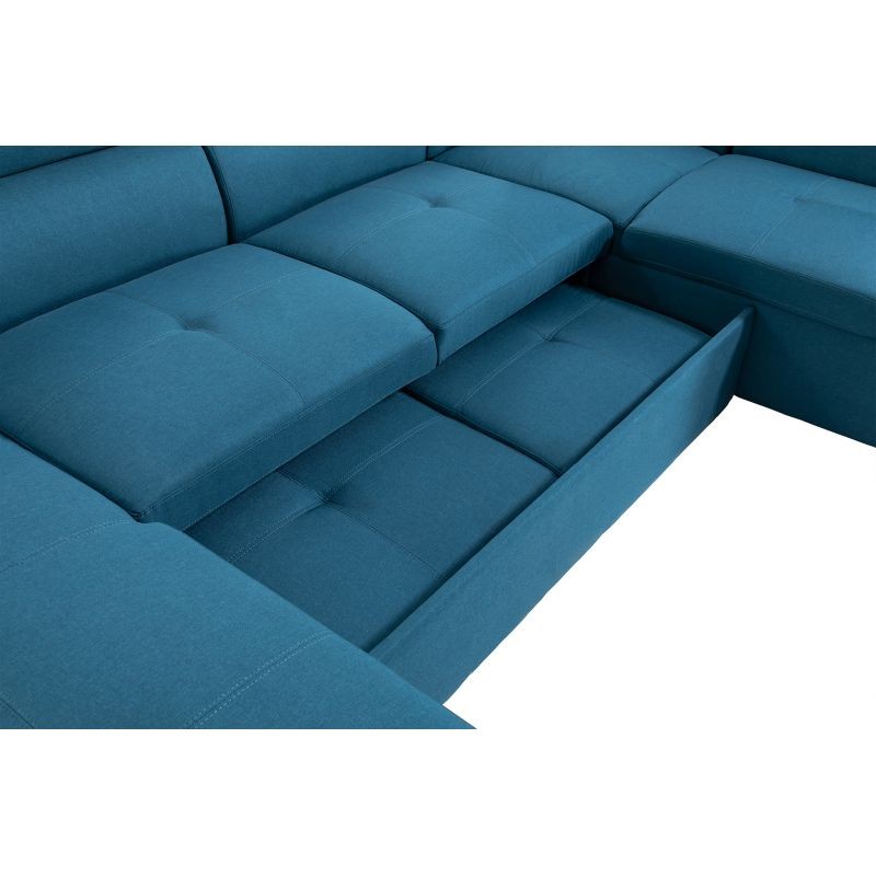 Convertible corner sofa 6 places fabric Right Angle PARMA (Blue) - image 56926