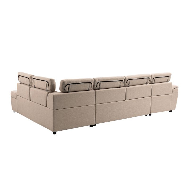 Convertible corner sofa 6 places fabric Right Angle PARMA (Beige) - image 56954
