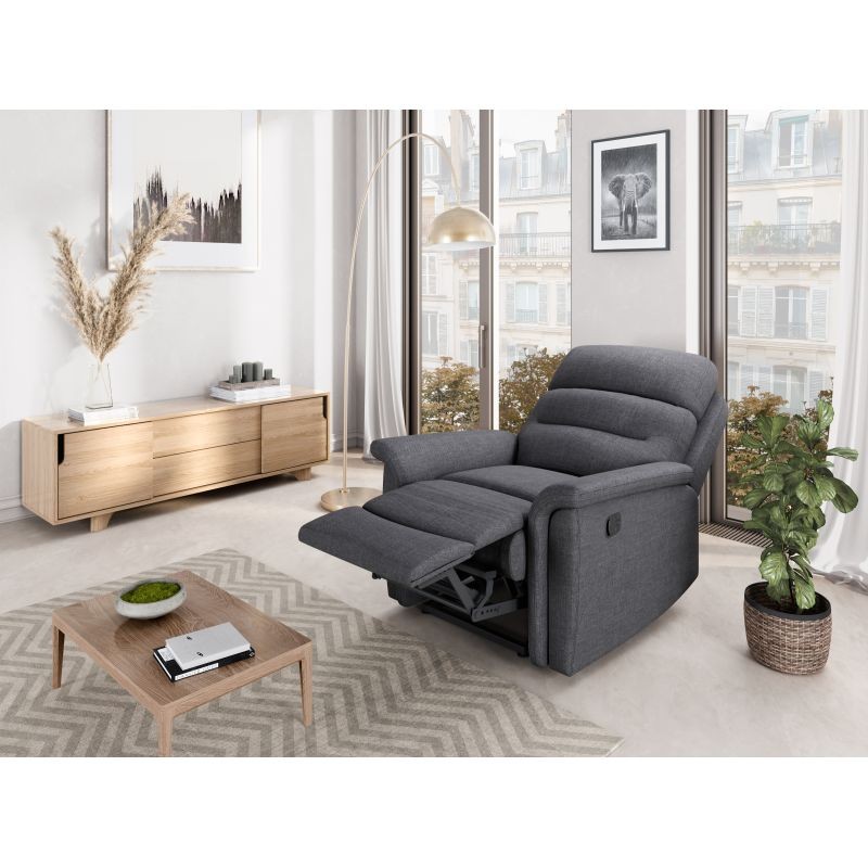 Electric relaxation chair in TONIO fabric (Dark grey) - image 57067