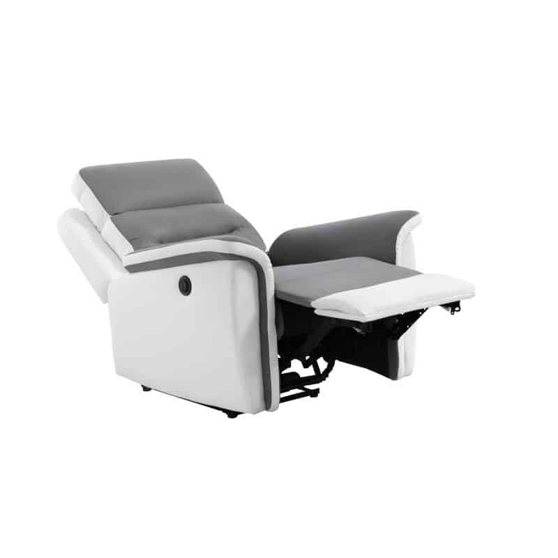 Electric relaxation chair in microfiber and imitation TONIO (Grey, white) - image 57068
