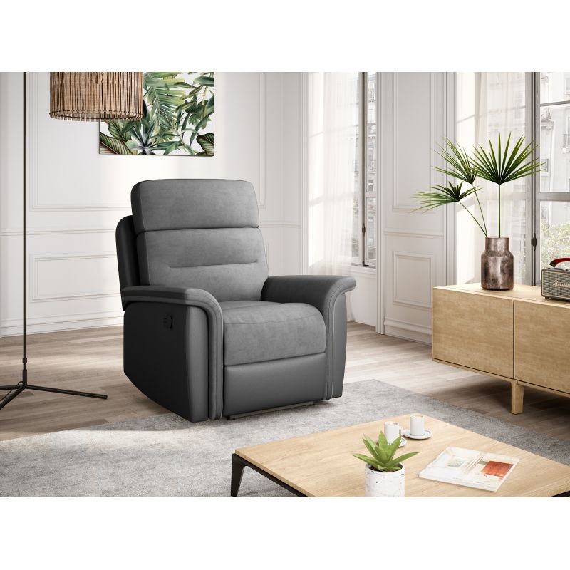 Electric relaxation chair in microfiber and imitation TONIO (Grey) - image 57084