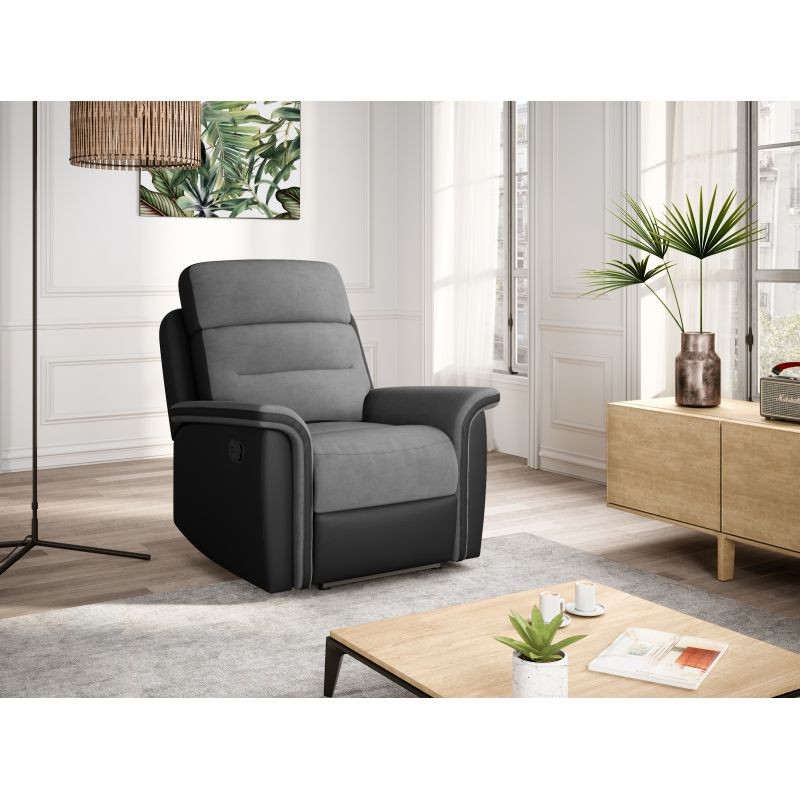 Electric relaxation chair in microfiber and imitation TONIO (Grey, black) - image 57099