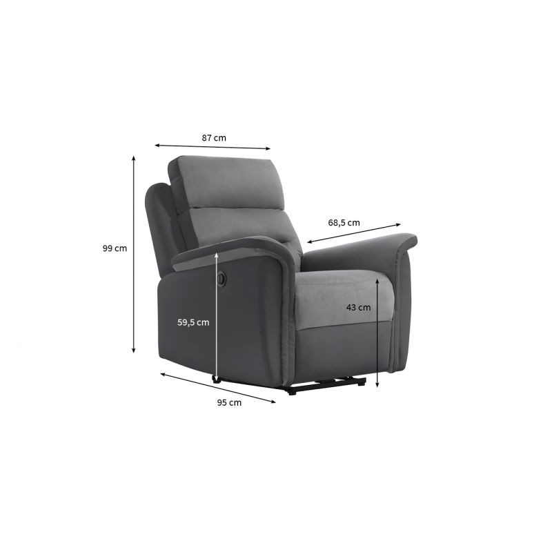Electric relaxation chair in microfiber and imitation TONIO (Grey, black) - image 57101