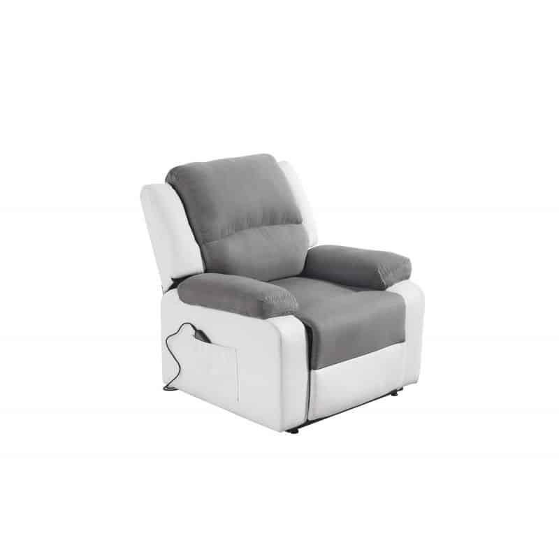 Poltrona relax elettrica con sollevatore in microfibra e imitazione SHANA (grigio, bianco) - image 57119