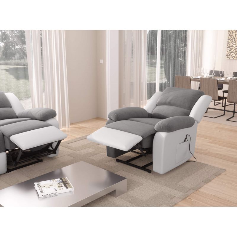 Electric relaxation chair with microfiber lifter and SHANA imitation (Grey, white) - image 57124