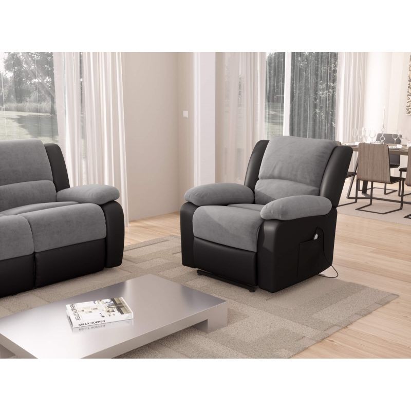 Electric relaxation chair with microfiber lifter and SHANA imitation (Grey, black) - image 57139