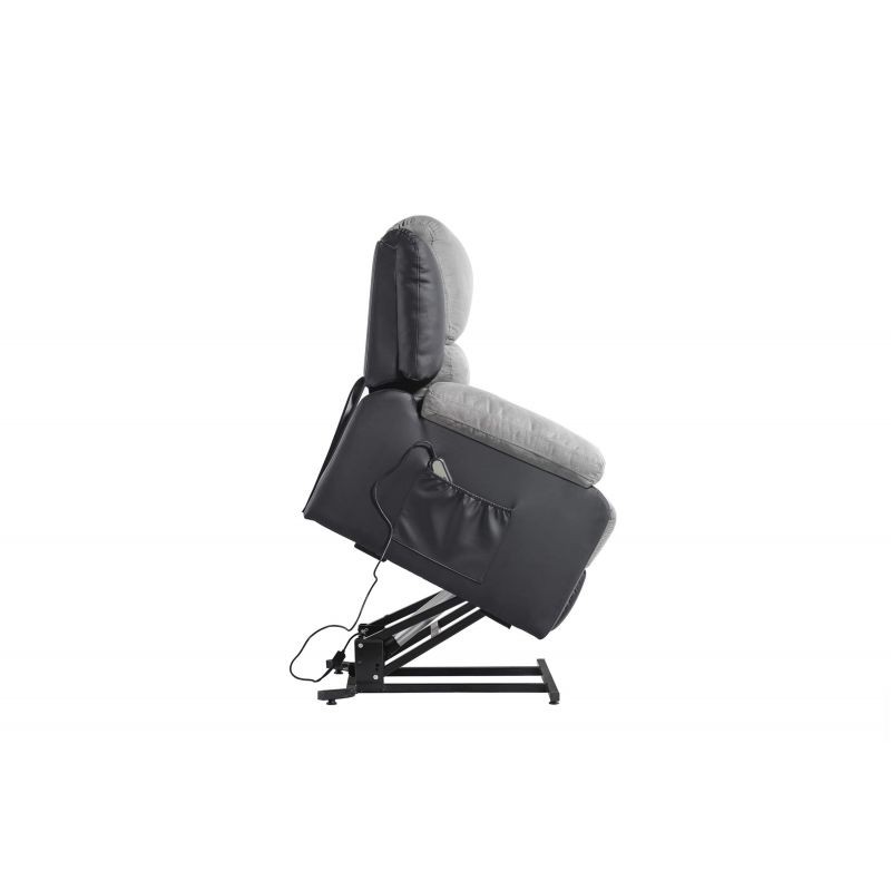 Sedia relax elettrica con sollevatore in microfibra e imitazione SHANA (grigio, nero) - image 57146