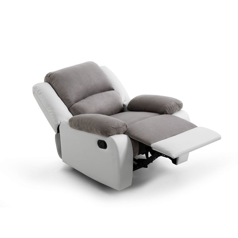 Sedia relax manuale in microfibra e imitazione ATLAS (grigio, bianco) - image 57216