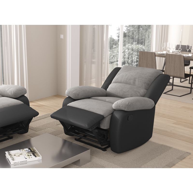Manual relaxation chair in microfiber and imitation ATLAS (Grey, black) - image 57226