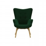 Velvet armchair and wooden foot DURON (Green)