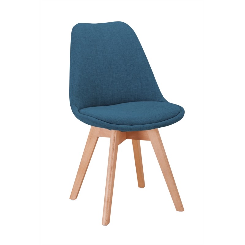 Juego de 2 sillas de tela de haya natural pies HEIDI (Petroleum Blue) - image 57401