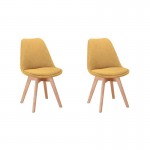 Set of 2 chairs fabric natural beech feet HEIDI (Yellow)