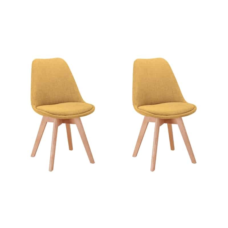 Lot de 2 chaises tissu pieds hêtre naturels HEIDI (Jaune) - image 57414