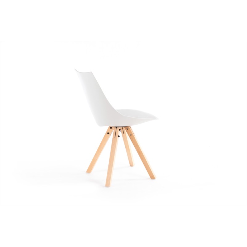 Set of 2 polypropylene chairs with NEVA natural beech legs (White) - image 57420