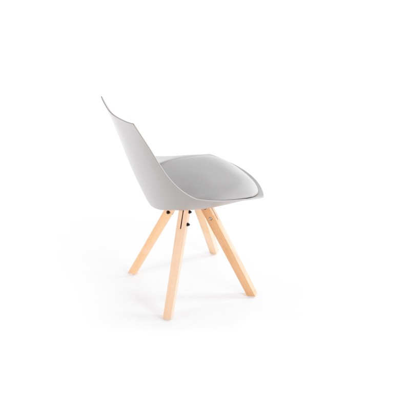 Set aus 2 Stühlen aus Polypropylen mit NEVA-Buchenbeinen natur (Grau) - image 57430