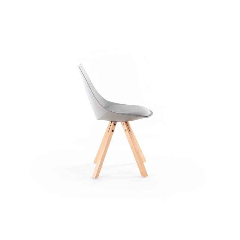 Set of 2 polypropylene chairs with NEVA natural beech legs (Grey) - image 57437