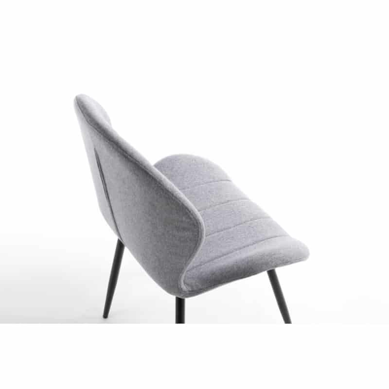 Set of 2 rounded fabric chairs with black metal legs ANOUK (Grey) - image 57443