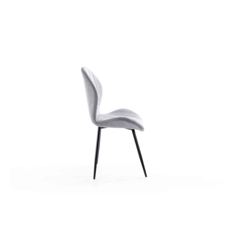 Lot de 2 chaises arrondies en tissu avec pieds en métal noir ANOUK (Gris) - image 57448