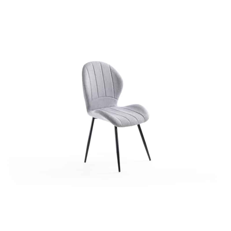 Juego de 2 sillas de tela redondeada con patas de metal negro ANOUK (Gris) - image 57451