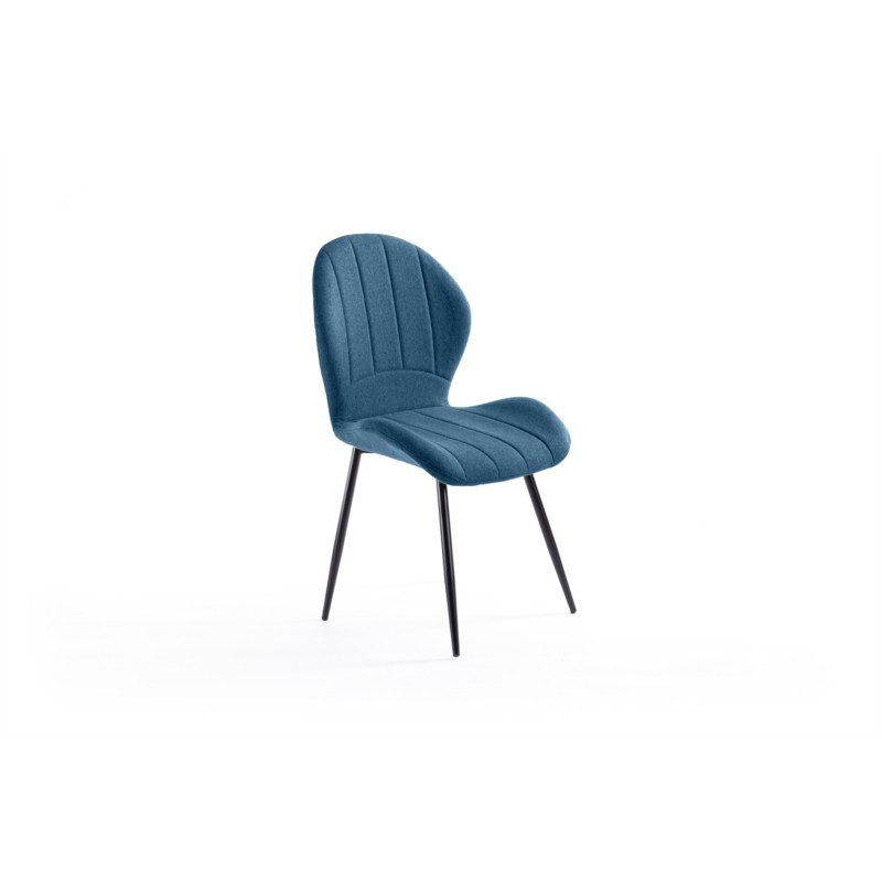 Set of 2 rounded fabric chairs with black metal legs ANOUK (Petroleum Blue) - image 57460