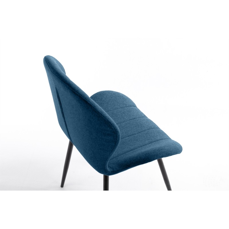 Set of 2 rounded fabric chairs with black metal legs ANOUK (Petroleum Blue) - image 57464
