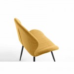 Set of 2 rounded fabric chairs with black metal legs ANOUK (Yellow)