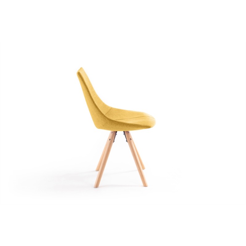 Set of 2 fabric chairs with myrta natural beech legs (Yellow) - image 57489