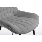 Set di 2 sedie in tessuto a righe con gambe in metallo nero CATHIA (Grigio)