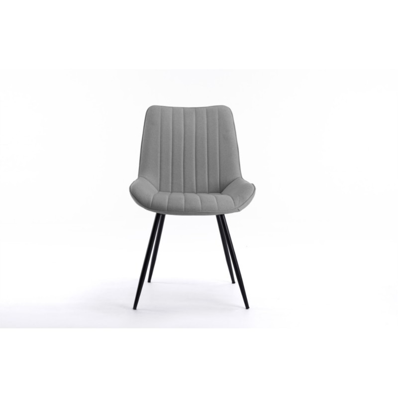 Lot de 2 chaises à rayures en tissu avec pieds en métal noir CATHIA (Gris) - image 57541