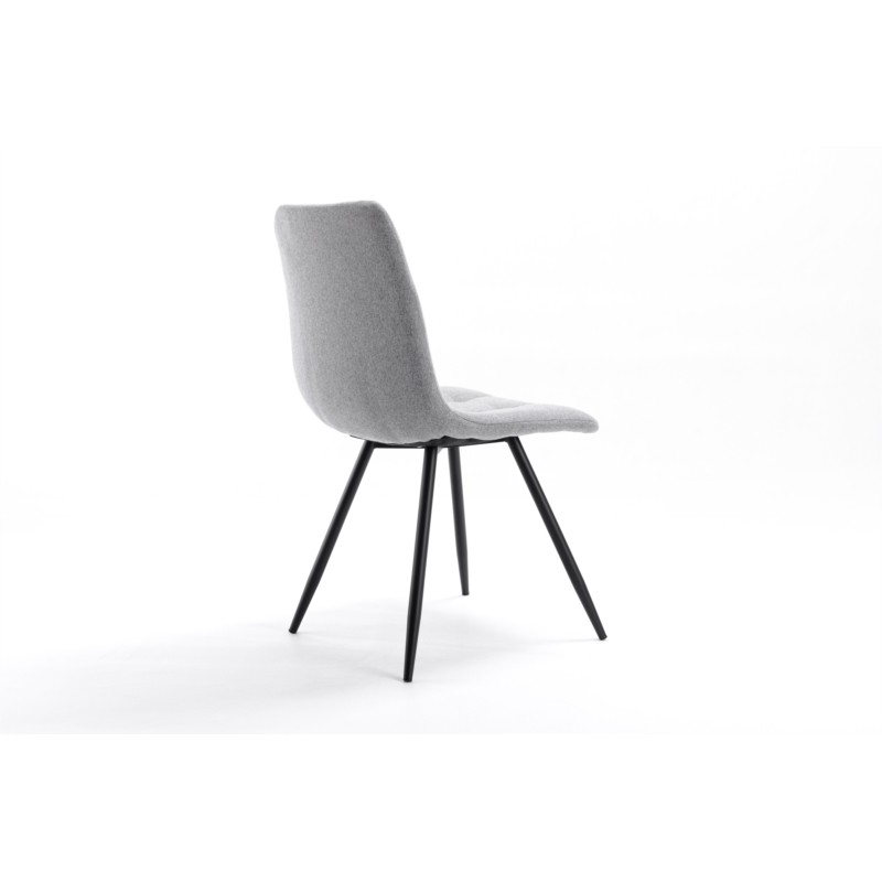 Set di 2 sedie quadrate in tessuto con gambe in metallo nero TINA (grigio chiaro) - image 57563