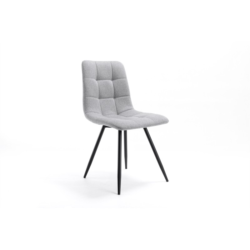 Lot de 2 chaises quadrillées en tissu avec pieds en métal noir TINA (Gris clair) - image 57565