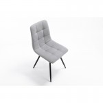 Set of 2 squared fabric chairs with TINA black metal legs (Light grey)