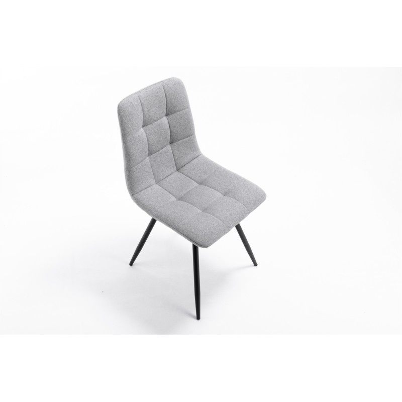 Lot de 2 chaises quadrillées en tissu avec pieds en métal noir TINA (Gris clair) - image 57567