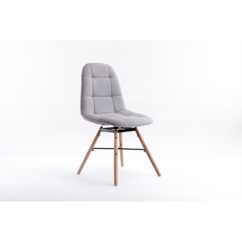 Set di 2 sedie in tessuto trapuntato con gambe in faggio naturale MANU (Grigio) - image 57591