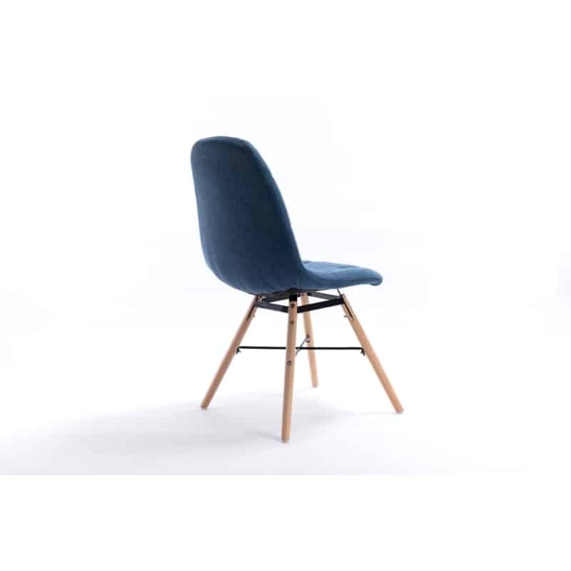 Lot de 2 chaises matelassées en tissu avec pieds en hêtre naturel MANU (Bleu pétrole) - image 57600