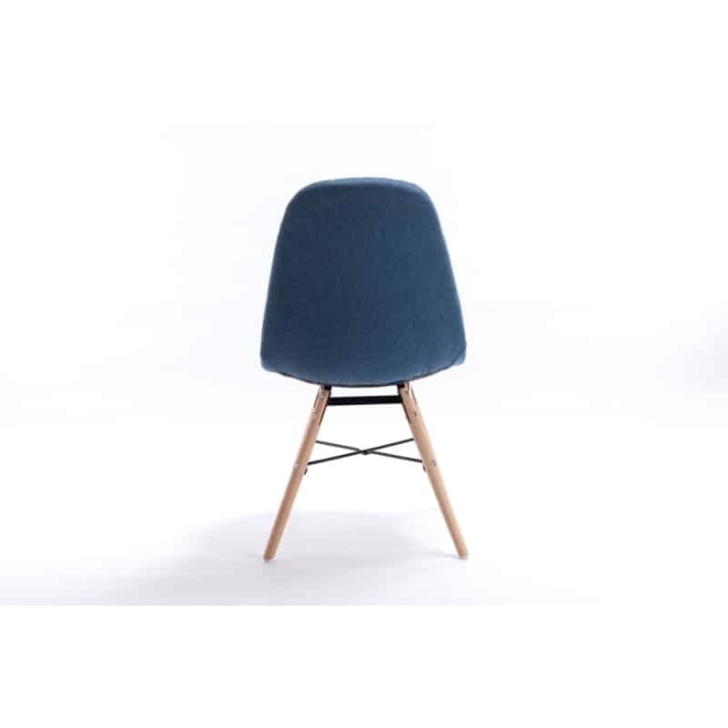 Lot de 2 chaises matelassées en tissu avec pieds en hêtre naturel MANU (Bleu pétrole) - image 57604