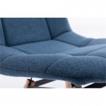 Lot de 2 chaises matelassées en tissu avec pieds en hêtre naturel MANU (Bleu pétrole)