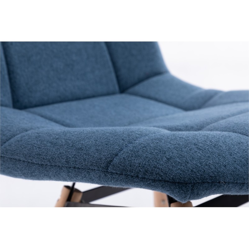 Set of 2 quilted fabric chairs with natural beech legs MANU (Petroleum Blue) - image 57606