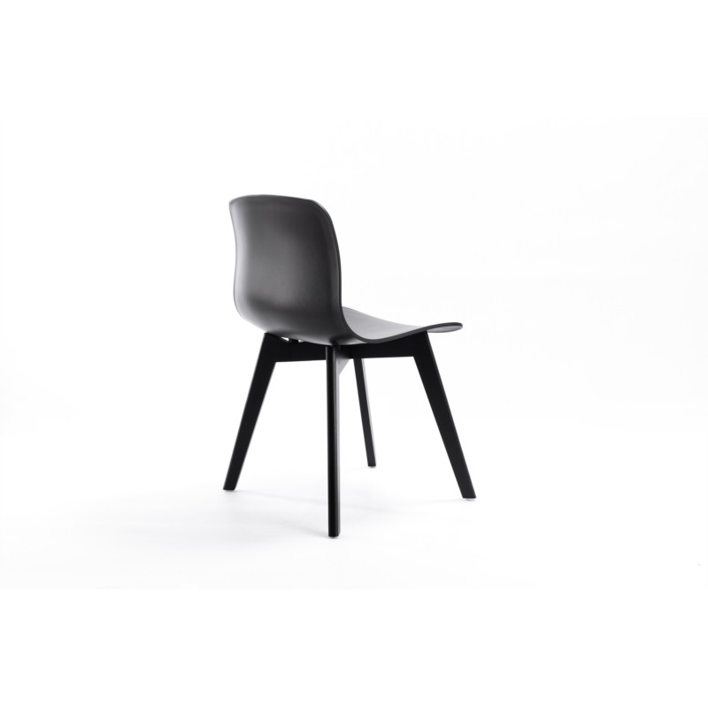 Set of 2 polypropylene chairs with stained beech legs OMBRA (Black) - image 57611