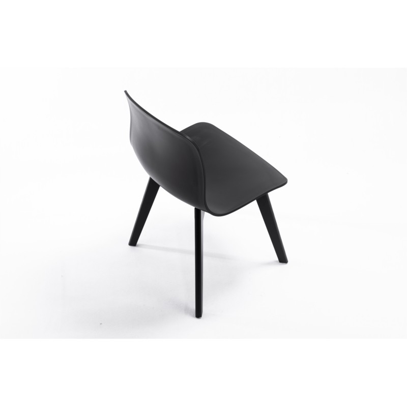 Set of 2 polypropylene chairs with stained beech legs OMBRA (Black) - image 57613