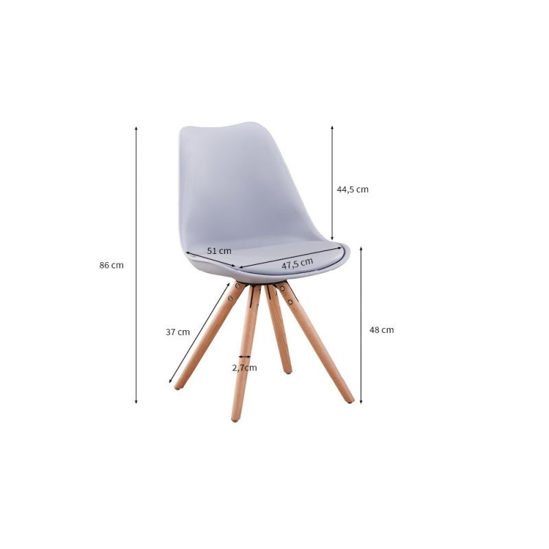 Set aus 2 skandinavischen Stühlen Beine helles Holz SNOOP (Grau) - image 57647