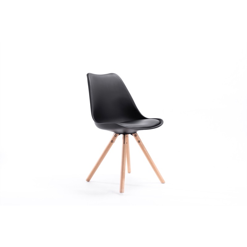 Set di 2 sedie scandinave gambe in legno chiaro SNOOP (Nero) - Sedie
