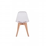 Juego de 2 sillas escandinavas patas de madera clara SNOOP (Transparente)