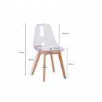 Set di 2 sedie scandinave gambe in legno chiaro SNOOP (Trasparente)